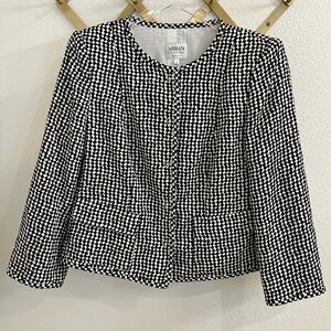 ARMANI COLLEZIONI ITALY Le Giorgio Houndstooth Print Silk BLD Blazer Jacket 12
